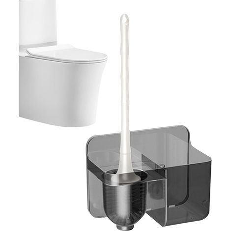 Toilet Brush and Holder Set - Wall Mounted Toilet Brushes Storage Rack No Drilling Adhesive Bracket Toilet Brushes Bathroom for Home Apartment (1/5)