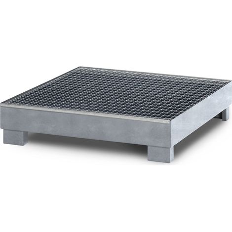 RR Industrietechnik Auffangwanne aus Stahl für 4x 200 Liter Fass mit Gitterrost verzinkt