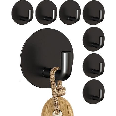 8er-Pack extra starke, selbstklebende Wandhaken aus schwarzem Edelstahl (1/5)