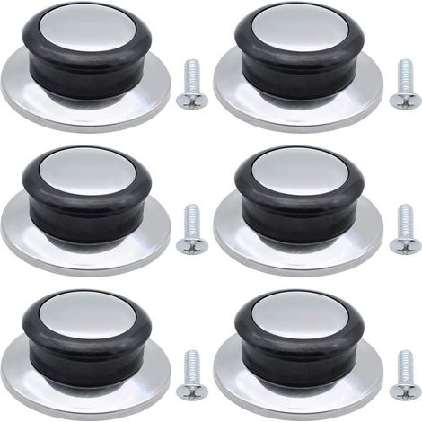 TuseRxln Bouton De Couvercle De Casserole - Boutons De Couvercle - Poignée Confortable Antidérapante Résistante À La Chaleur 6 Pièces - Couleur Noire - Pour Pots À Soupe, Poêles À Frire Et Plats À Fou (1/5)