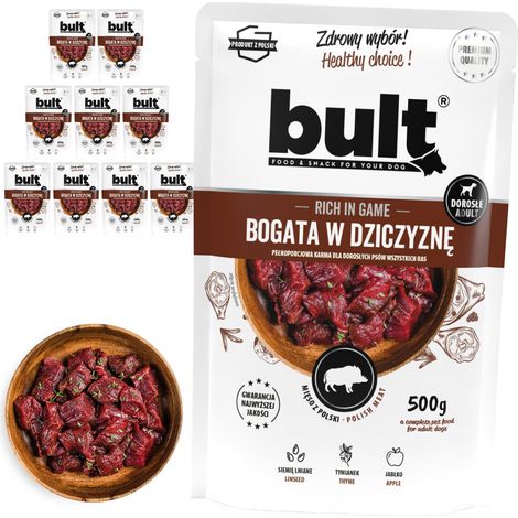 BULT Nassfutter für Hunde, Hirschfleisch, 10 x 500 g Beutel (1/2)