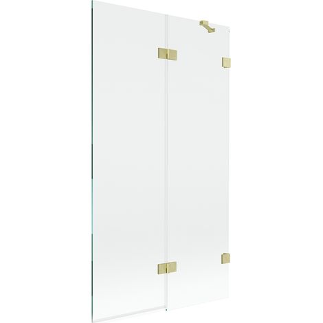 Mexen Lunar Duschwand 2-flügelig rechts 100 x 150 cm, transparent, gebürstet gold - 897-100-100-55-00-P (1/5)
