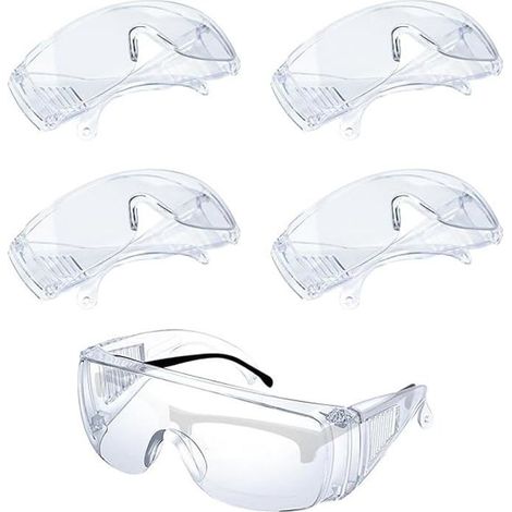 5 Pcs Lunette de Protection Travail Verres Transparent Lunette Protection Chimie Tenue Sécurisée Anti-buée et Anti-rayures (1/4)