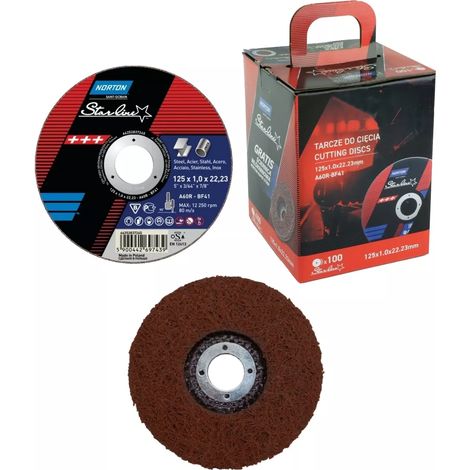 NORTON STARLINE DISC 125mmx1.0 100 Stück SCHEIBE + Vlies-Schleifscheibe