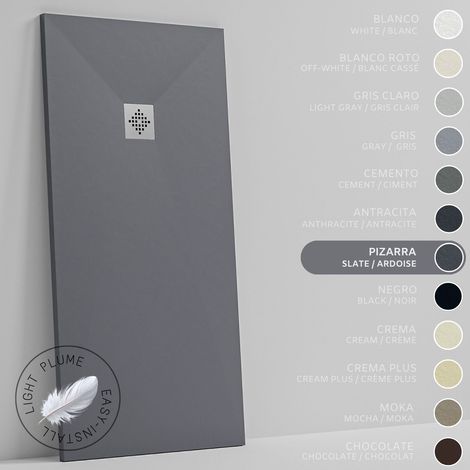 SOULHOME Piatto Doccia in Resina Alleggerita texture Ardesia -Colore Ardesia - 60X60 cm Ultrapiatto Include Piletta di scarico e Griglia (1/5)