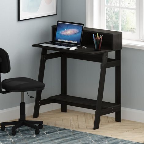 Simplistic Petit Bureau d'ordinateur rectangulaire avec étagère, Bureau de Jeu pour Bureau à Domicile, Chambre à Coucher, Salle d'étude, Noir Expresso 81,3 cm (1/5)