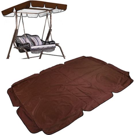 Auvent de balancelle d'extérieur pour jardin, cour ou terrasse, imperméable, housse anti-poussière en tissu Oxford 210D enduit argenté, couleur café (1/5)