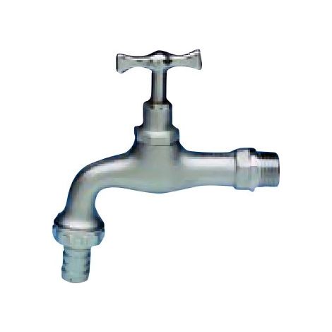 Rubinetto erogatore curvo 1/2" con portagomma, sabbiato-cromato H0005C04 (1/2)