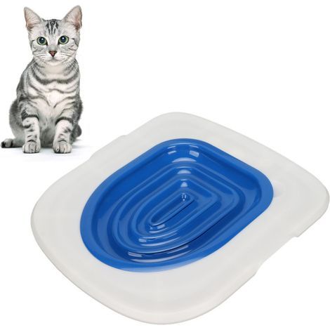 Katzentoiletten-Trainingsset, universell, wiederverwendbar und umweltfreundlich. Weiße Schale und blaue Inneneinlage inklusive. (1/5)