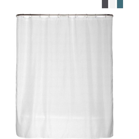 Rideau de douche, anti-moisissure, 180 x 200 cm, blanc, tissu structuré, opaque, imperméable, lavable, avec anneaux (blanc neige) (1/5)