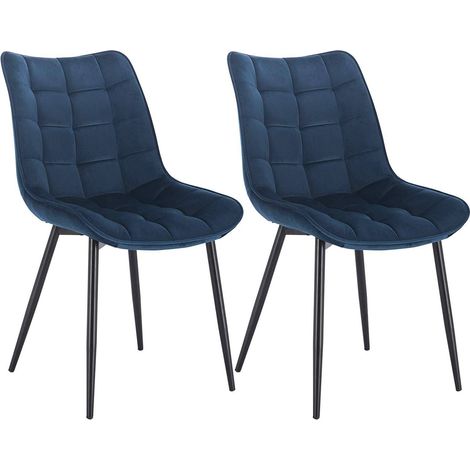 WOLTU 2x Sedia da Pranzo Retro Velluto Senza Braccioli Salotto Imbottite Cucina Blu (1/5)