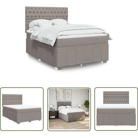 vidaXL Boxspringbett mit Matratze Taupe 160x200 cm Stoff