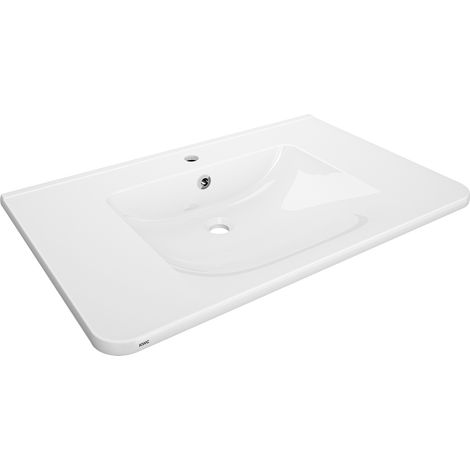 KWC AR Einzelwaschtisch, MEDCARE, MIRANIT,  850x150x550 mm, weiß, Hahnloch, Überlauf
