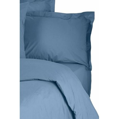 Set copripiumino - 1 copripiumino 220 x 240 cm + 2 federe 60 x 60 cm - 100% cotone rinforzato - Blu (1/4)