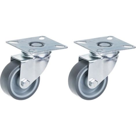 Rollen - ZHONGSHAN - 50 mm - Grauer Gummi - Drehbar - Set von 2 - 80 kg
