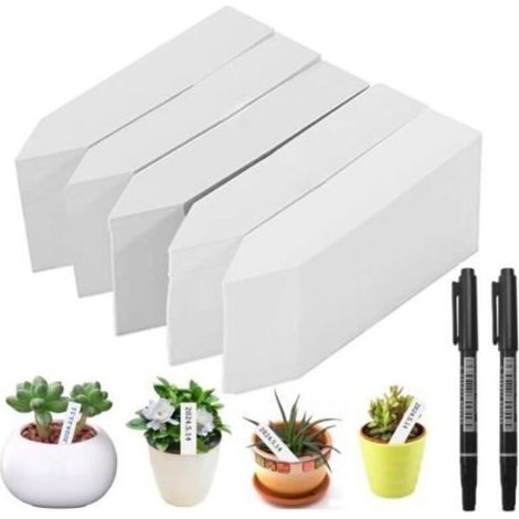 500 Plastic Garden Plant Labels, 10x2cm, White, Waterproof for Outdoor Use - fy