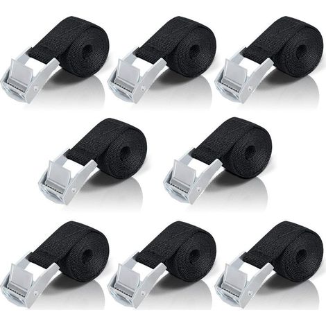 8-piece tie-down strap set – 100 cm ratchet tensioner – 200 kg maximum load – Stainless steel tightening buckle – For transporting motorcycles/cars (1/5)
