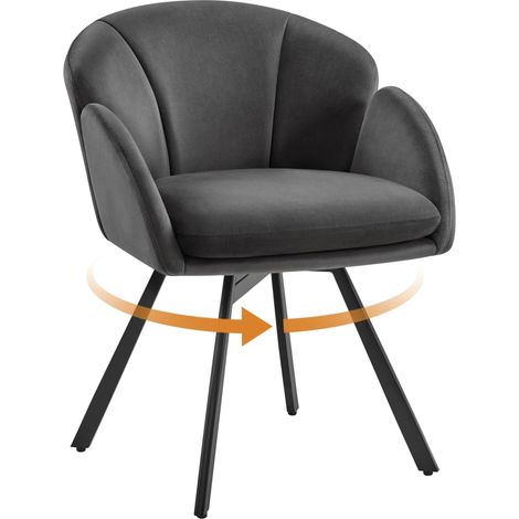 Fauteuil Salon Pivotant 360° Design Fleur Coussin Gris Foncé (1/5)