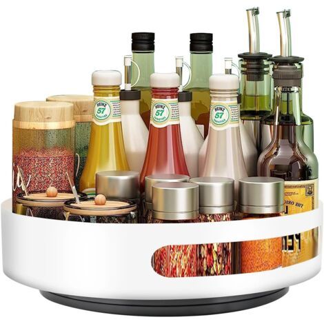 Plateau tournant en acier Lazy Susan, organiseur à épices, plateau rotatif à 360° pour cuisine, salle de bain, chambre, facile à nettoyer, 25 x 25 x 5 cm (1/4)