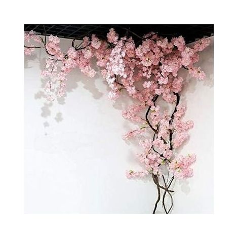 Fleur artificielle de 105 cm, cerisier artificiel à 3 branches (Sakura), fleur artificielle en soie pour décoration murale de mariage, AAFGVC-AquaForge