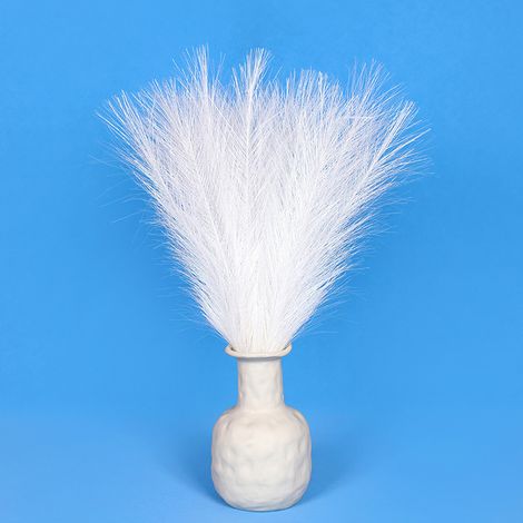 MINKUROW Erba Di Pampa Finta, 5 Steli 45cm/18'' Piccola Erba Di Pampa Lanuginosa Replica Di Piume Di Canna Per Vaso Di Fiori Composizione Di Fiori Soggiorno Cucina Ufficio Matrimonio Boho Replica (Bia (1/4)