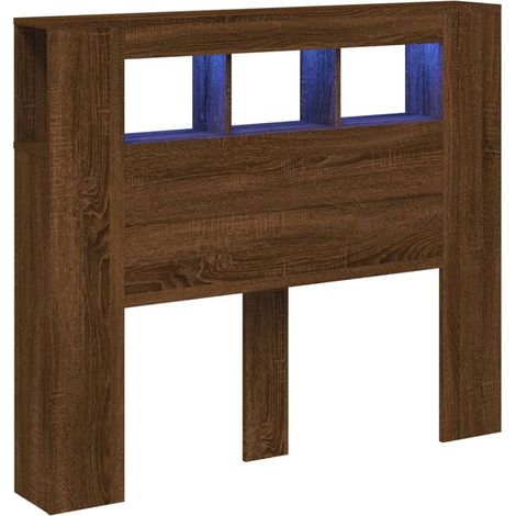 Maison Exclusive - Cabecero LED madera ingeniería roble marrón 12