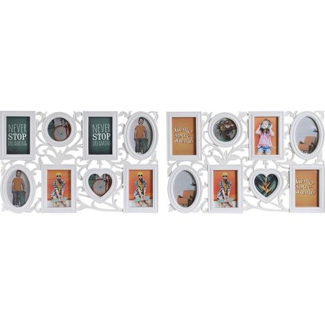 Fotorahmen DKD Home Decor 8 fotos Kristall Weiß PP (58 x 2 x 37,5 cm) (2 Stück)