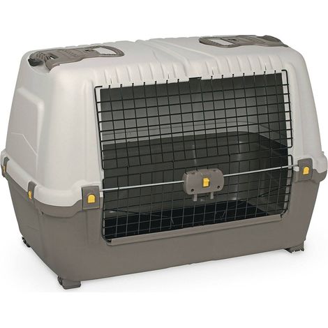 Dmora Starre Träger für Hunde oder Katzen in Polypropylen, tragbarer Käfig mit Matte, 100% Made in Italy, 99x60h68 cm, graue Farbe (1/4)