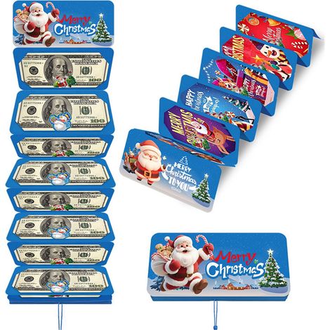Enveloppe De Noël - Pour Billets De 10 USD - 10 Emplacements - Rouge Avec Motifs De Noël - Lot De 20 (1/5)