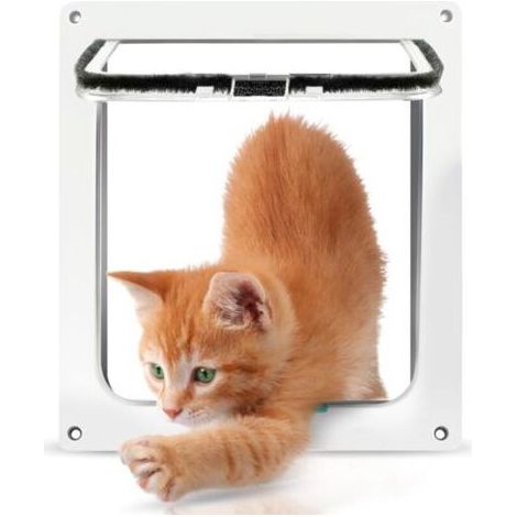 Chatière pour Chat et Chien Intérieure, Porte Chat Baie Vitrée Coulissante, Porte Chat Magnétique 4 Voies, Gateway pour Animaux, Blanc, 20x20x2 cm (1/4)