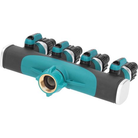 Répartiteur de tuyau d'arrosage à 4 voies avec vanne métallique et contrôleur de distribution d'eau pour jardin et pelouse