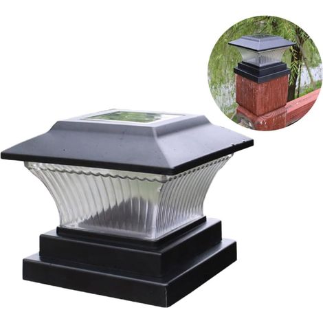 Lampe Solaire de Poteau Extérieur Étanche, Capuchon de Clôture Décoratif pour Patio, Jardin et Allée, Noir (1/5)