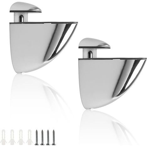 Staffe a parete per mensole in vetro, 2 morsetti regolabili a parete con viti, lisci e stabili, per vetro di spessore compreso tra 3 e 16 mm (1/5)
