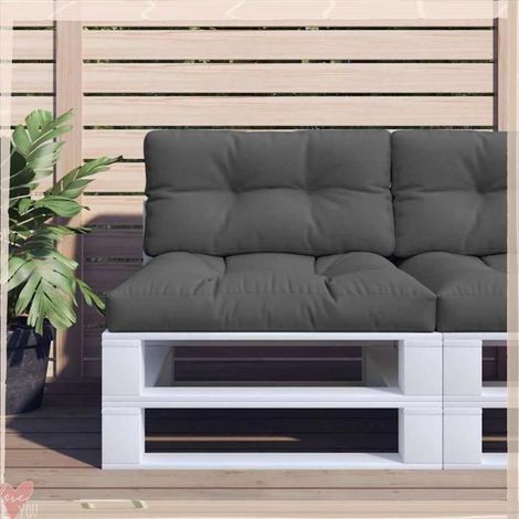 Coussins de palette - VINGVO - 360689 - Anthracite - Lot de 2 - Polyester résistant UV (1/5)