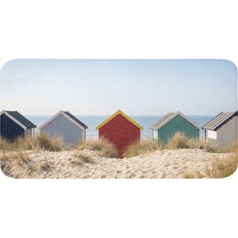 TAPIS DE BAIN Plage - Chalets - Coloré - Dunes 120x60 cm