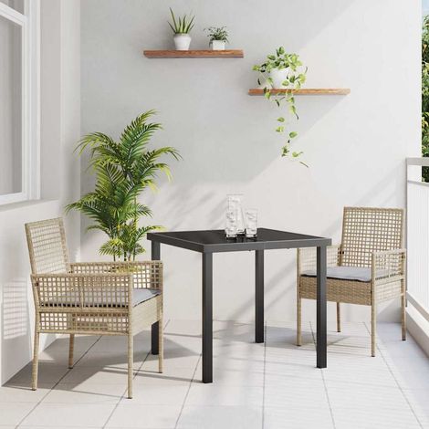 Ensemble de salle à manger pour jardin 3 pcs-Salon de jardin Beige polyrotin 568227 (1/5)