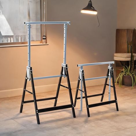 Pack de 2 tréteaux de chantier pliables en acier hauteur (1/5)