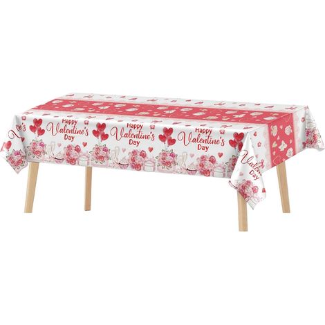 Nappe rectangulaire romantique jetable en forme de cœur pour la Saint-Valentin, idéale pour un mariage, des fiançailles ou un anniversaire. (1/4)