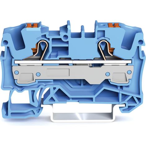 Conector pasante de 2 hilos, con botones, 6 mm², con orificio de medición. (1/2)