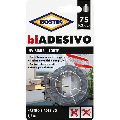 NASTRO BIADESIVO IN SCHIUMA INVISIBILE mm. 19 x 1,5 mt- 6 pezzi  - BOSTIK