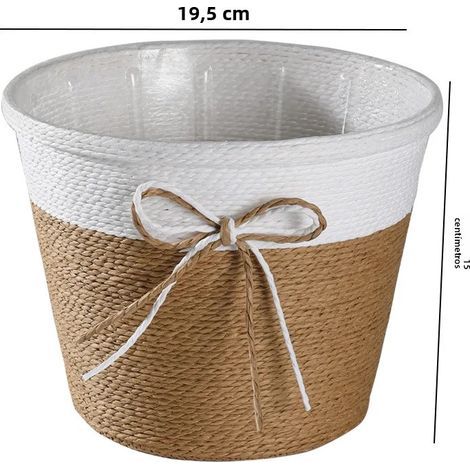 Dekorativer lila Baumwoll-Pflanztopf mit frischen Blumen und Papierkordel, 38,1 cm, für den Innenbereich geeignet (1/5)