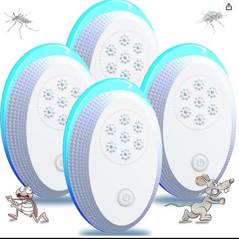 Répulsif à ultrasons anti-insectes, piège à souris électronique, lot de 4, convient pour une utilisation en intérieur, anti-moustiques à brancher (1/5)
