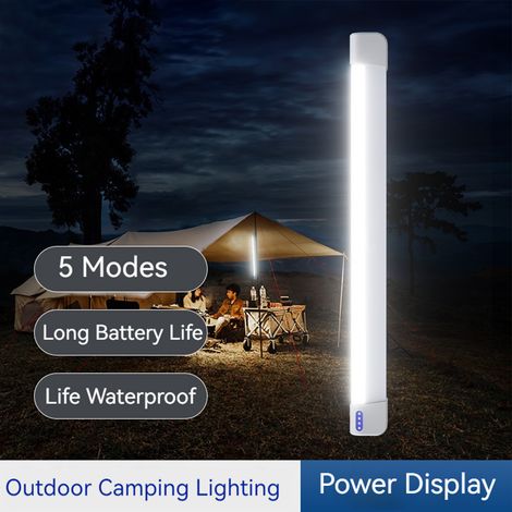 Ortviai Lampe LED extérieure pour camping – LY-1003E – 40 cm, 4800 mAh, 5 modes, aimanté, étanche, recharge USB (1/4)