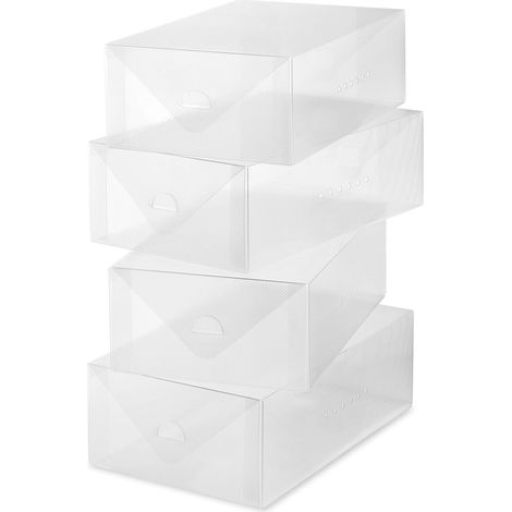 Whitmor Clear Vue - Set di 4 scatole per scarpe da donna, colore bianco, set da 4 (1/5)