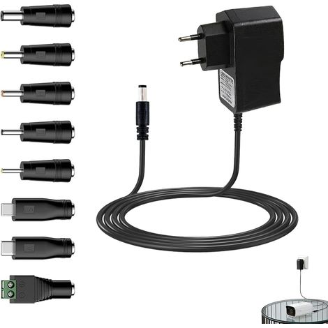 Adaptateur Convertisseur AC 100-240V 7,5V 1A 1000mA Chargeur EU Prise 5,5 x 2,5mm, Alimentation pour Dispositifs 7,5V, pour USB Hubs, Caméras CCTV, Lampes LED, Tablettes et Plus (1/5)