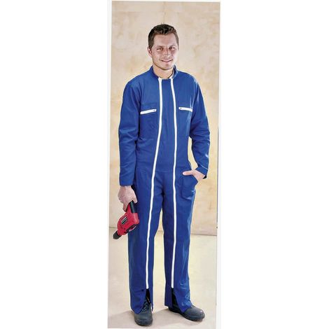 Combinaison de protection double zip XL en sergé 65% polyester – Tissu résistant – 2 poches poitrine zippées – Pour chantiers humides