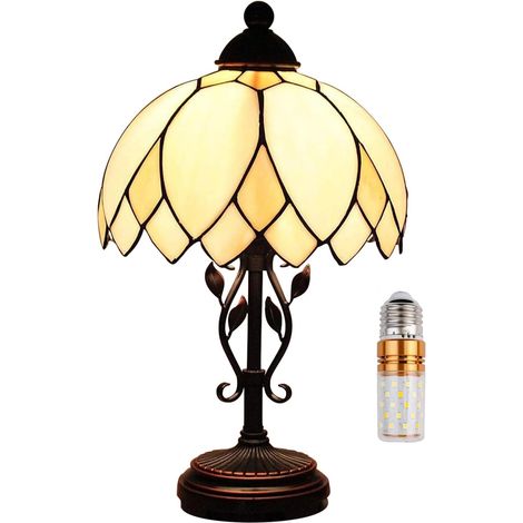 Table Lamp 12 Inch Series of Tinted Glass Shades Small Bedside Lamp Reading Antique Desk Lamp Living Room Bedroom Office Vintage Art Deco Victorian (Colour: A) (1/5)