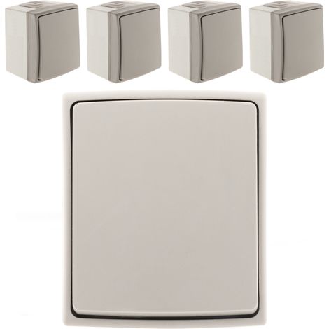 Lot de 5 boutons poussoir étanche IP55 - Gris - Orok - Zenitech