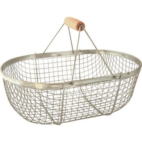 Panier de récolte galvanisé 15l – Outil de récolte pour terrains accidentés – Dimensions 41cm x 28cm x 15cm – Masy