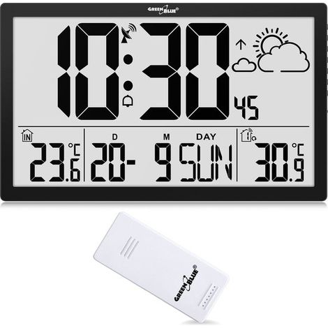 Stazione meteorologica GREENBLUE GRANDE OROLOGIO DA PARETE LCD GB218